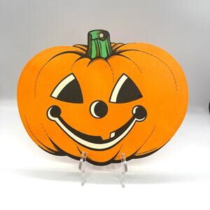 Vintage 1990 Beistle USA Halloween Die Cut Pumpkin Decoration Double Sided